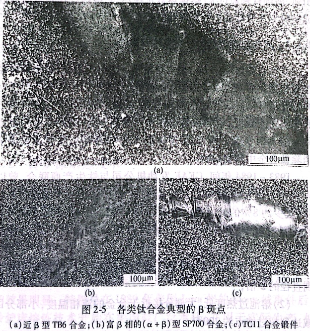 各類鈦合金典型的β斑點