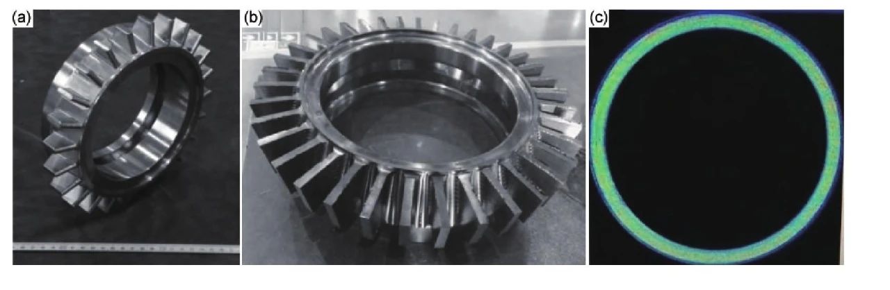 整體葉環部件及超聲波探傷C掃描圖